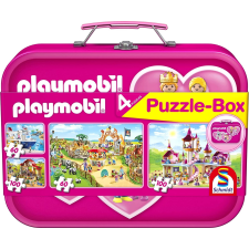  Playmobil puzzle 4 az 1-ben, bádog bőröndben puzzle, kirakós