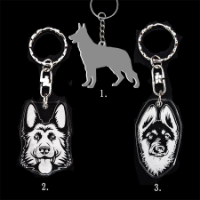  Plexi kulcstartó - Németjuhász kutya fej, Plexi kulcstartó - Németjuhász kutya fej kulcstartó