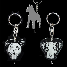  Plexi kulcstartó - Pitbull kutya fej, Plexi kulcstartó - Pitbull kutya fej kulcstartó