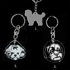 Plexi kulcstartó - Shih-tzu kölyök fej, Plexi kulcstartó - Shih-tzu kölyök fej kulcstartó