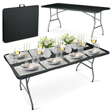  Plonos összecsukható kerti catering asztal, 180 cm, fekete kerti bútor