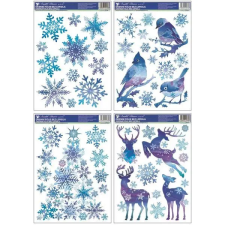 PLUS LINE Karácsonyi mintás ablakmatrica, 37 x 29 cm, kék - többféle party kellék