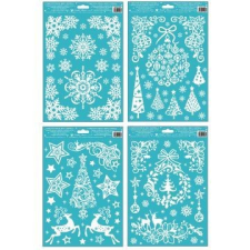 PLUS LINE Karácsonyi motívumok csillámos ablakmatrica, 20 x 30 cm - többféle party kellék