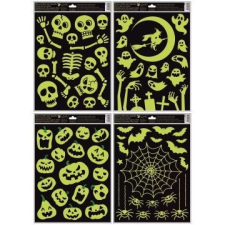 PLUS LINE Sötétben világító Halloween mintás ablakmatrica, 30 x 42 cm - többféle party kellék