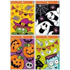 PLUS LINE Vicces halloween mintás ablakmatrica, 42 x 30 cm - többféle party kellék