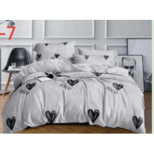  Plüss ágynemű garnitúra 3 részes / Szürke-Fekete szíves lakástextília