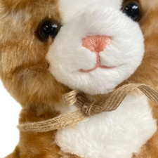  Plüss cica, tigriscsíkos, ülõ, 20 cm plüssfigura