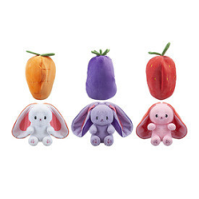  Plüss gyömölcsből kifordítható nyuszi, 20 cm, 3 féle plüssfigura