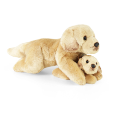  Plüss kutya Labrador kölyökkel fekvő 25 cm plüssfigura