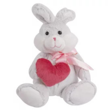  Plüss nyuszi szivecskével, 25 cm plüssfigura