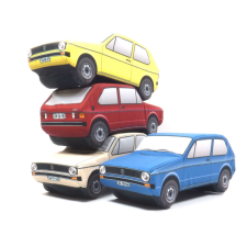 Plüss Volkswagen Golf I. fehér plüssfigura