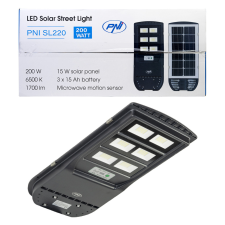PNI 200W-os napelemes fém LED lámpatest mozgásérzékelővel (PNI-SL220) kültéri világítás