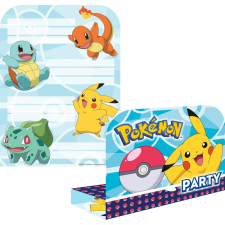 Pokémon party meghívó kék 8 db-os party kellék