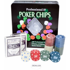  Póker szett 100 zsetonnal - Texas Hold’em készlet dobozban társasjáték