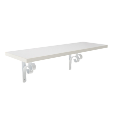  Polc szett hajlított fém konzollal fehér 60 cm x 20 cm bútor