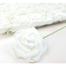  Polifoam rózsa virágfej habrózsa szárral 7-8 cm - Fehér dekorációs kellék