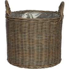  Polirattan fogantyús kosár átmérő 33 cm átmérő x 34,5 cm szürke kerti dekoráció