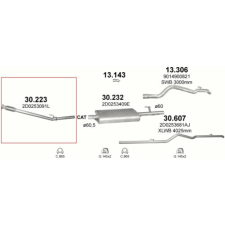 POLMO Kipufogócső, közép, VW LT, 2.8, 1997-2006.08 kipufogó alkatrész