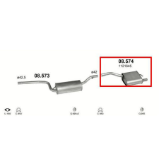 POLMO Polmo 08.574 kipufogó hátsó dob kipufogó alkatrész