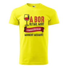 Póló A bor olyan mint a ragasztószalag mintával - Sárga M méretben ajándéktárgy