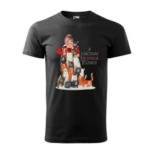  Póló A macskák boldoggá tesznek mintával - Fekete S méretben ajándéktárgy