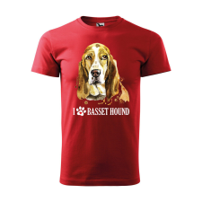 Póló Basset hound mintával - Piros S méretben ajándéktárgy