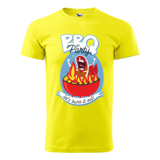  Póló BBQ party  mintával Sárga 2XL egyedi ajándék