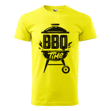  Póló BBQ time  mintával Sárga L egyedi ajándék