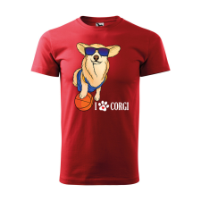  Póló Corgi  mintával Piros S egyedi ajándék
