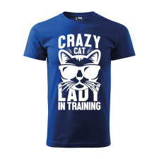 Póló Crazy cat mintával - Kék XL méretben ajándéktárgy