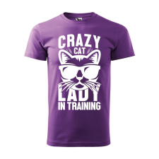 Póló Crazy cat mintával - Lila XXL méretben ajándéktárgy