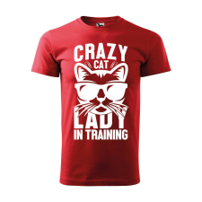 Póló Crazy cat mintával - Piros M méretben ajándéktárgy