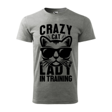 Póló Crazy cat mintával - Szürke XXL méretben ajándéktárgy