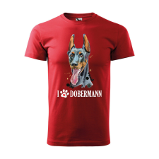 Póló Dobermann mintával - Piros S méretben v2 ajándéktárgy