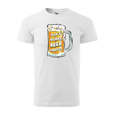 Póló Dont worry, beer happy mintával - Fehér S méretben ajándéktárgy