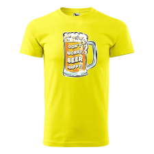 Póló Dont worry, beer happy mintával - Sárga M méretben ajándéktárgy