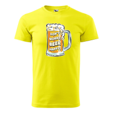 Póló Dont worry, beer happy mintával - Sárga XXXL méretben ajándéktárgy