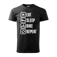 Póló Eat sleep bike repeat mintával - Fekete XL méretben ajándéktárgy