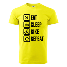 Póló Eat sleep bike repeat mintával - Sárga XXL méretben ajándéktárgy
