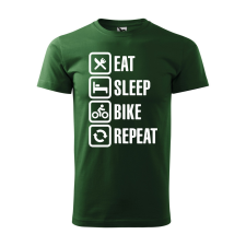  Póló Eat sleep bike repeat  mintával Zöld S egyedi ajándék