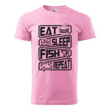 Póló Eat sleep fish repeat mintával - Rózsaszín XXL méretben ajándéktárgy