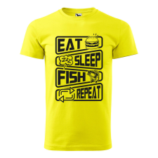 Póló Eat sleep fish repeat mintával - Sárga XXXL méretben ajándéktárgy