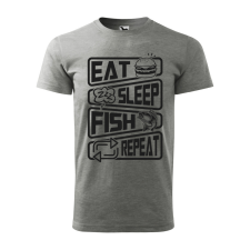  Póló Eat sleep fish repeat  mintával Szürke 3XL egyedi ajándék