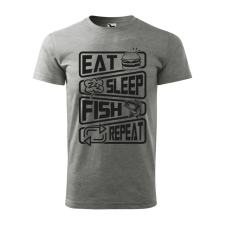  Póló Eat sleep fish repeat  mintával Szürke S egyedi ajándék