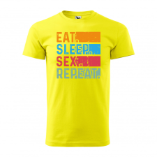  Póló Eat sleep sex repeat  mintával Sárga 2XL egyedi ajándék