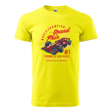  Póló Formula Car Race  mintával Sárga S egyedi ajándék