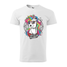  Póló Hipster unicorn  mintával Fehér L egyedi ajándék