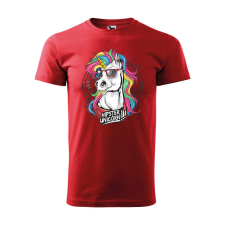 Póló Hipster unicorn mintával - Piros XL méretben ajándéktárgy