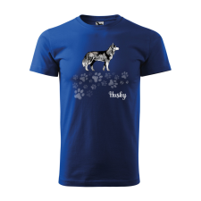  Póló Husky  mintával Kék 2XL egyedi ajándék