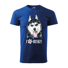 Póló Husky mintával - Kék L méretben v2 ajándéktárgy